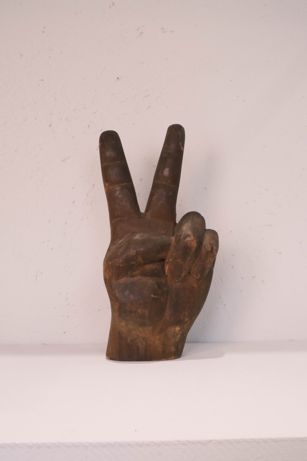 Wooden Peace Hand Sculpture